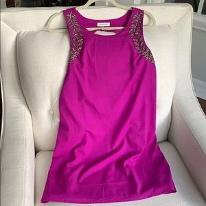 Fuchsia shift dress with detail beading NWOT